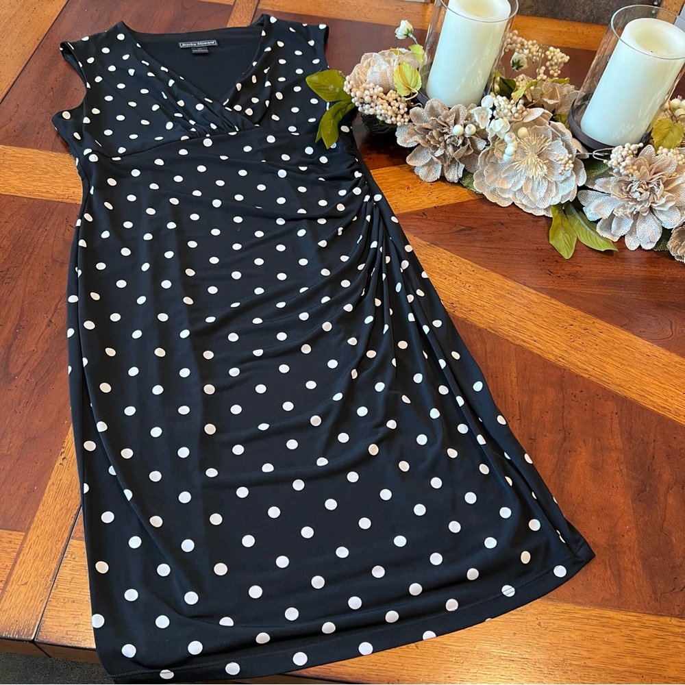 Jessica Howard Polka Dot Ruched Dress